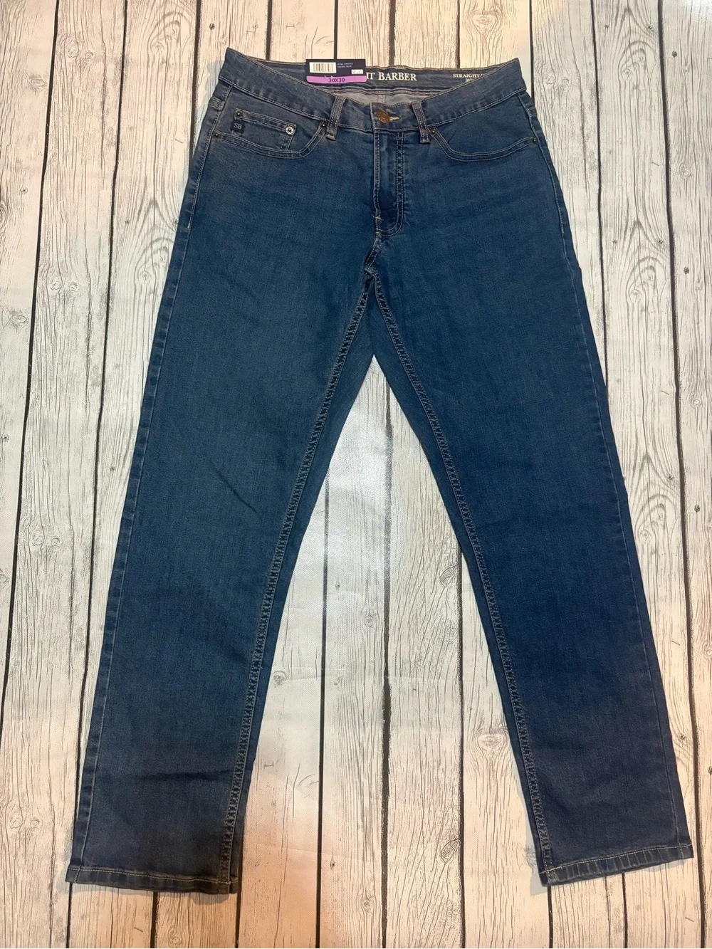 Scott Barber Straight Stretch Denim Jeans Blue  5-Pocket Men Size 30x30 NWT